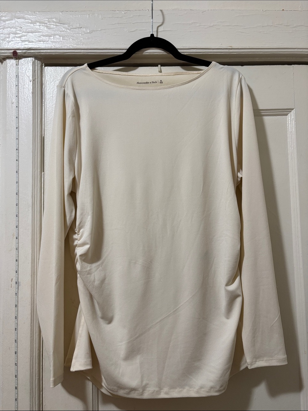 Abercrombie & Fitch Cream Long-Sleeve Boat Neck Top